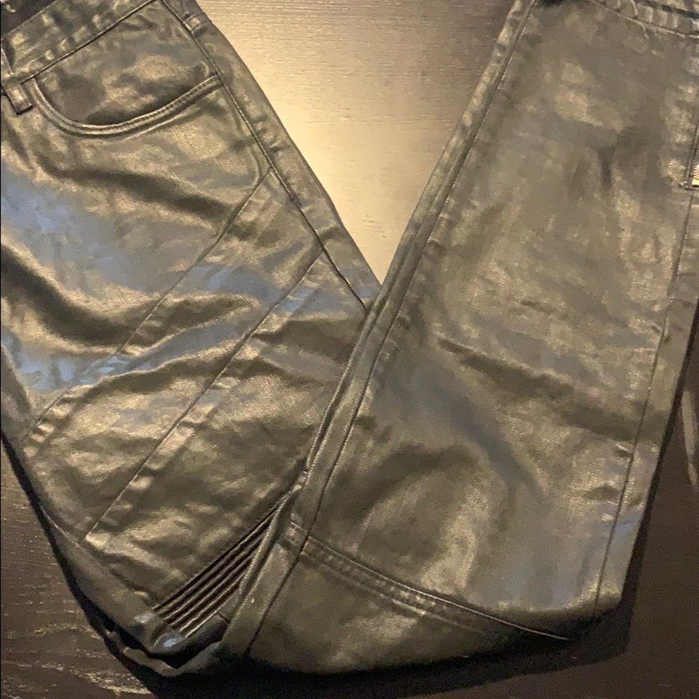 Black Leather Denim Jeans from Embellish